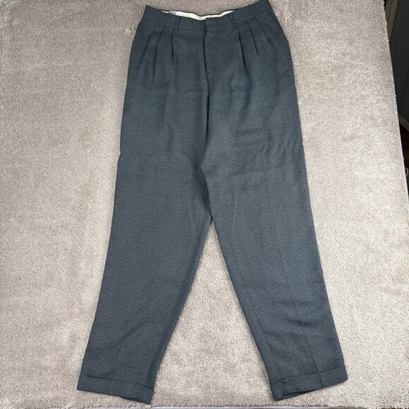 Gray Vintage Pleated Dress Pants Size 32 Rayon Blend Preppy Career University - Picture 1 of 4